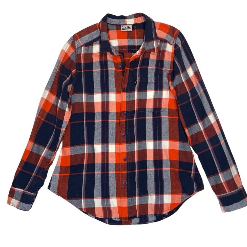 Plaid Button-Up Shirt - Red, Blue, and White